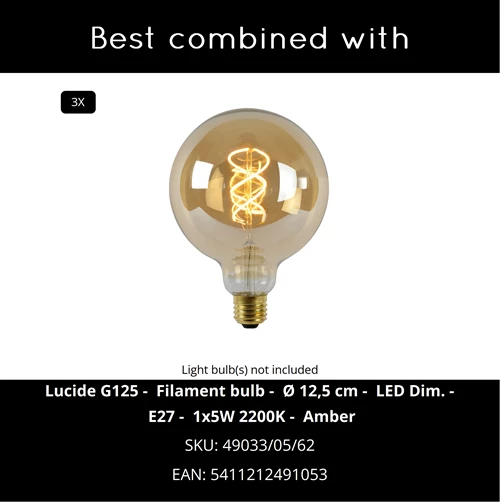 Lucide DIKRA - Pendant light - Ø 40 cm - 3xE27 - Black - CROSSSELL